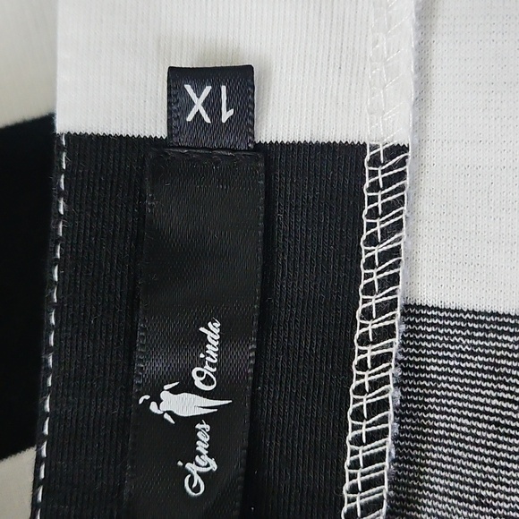 Agnes Orinda Black and White Striped Peplum Blouse - Picture 13 of 16